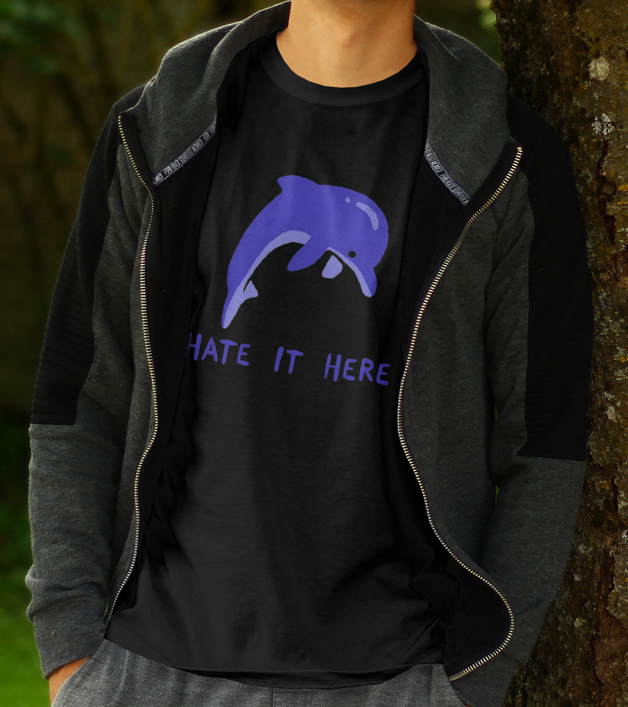 Dolphin Hate It Here Blue T-Shirt