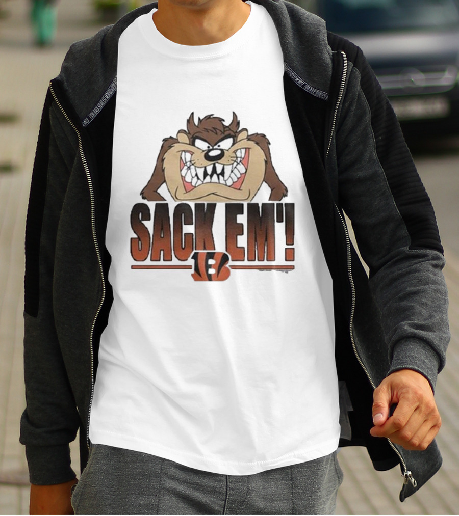 Taz Sack Em Looney Tunes Cincinnati Bengals Collaboration T-Shirt