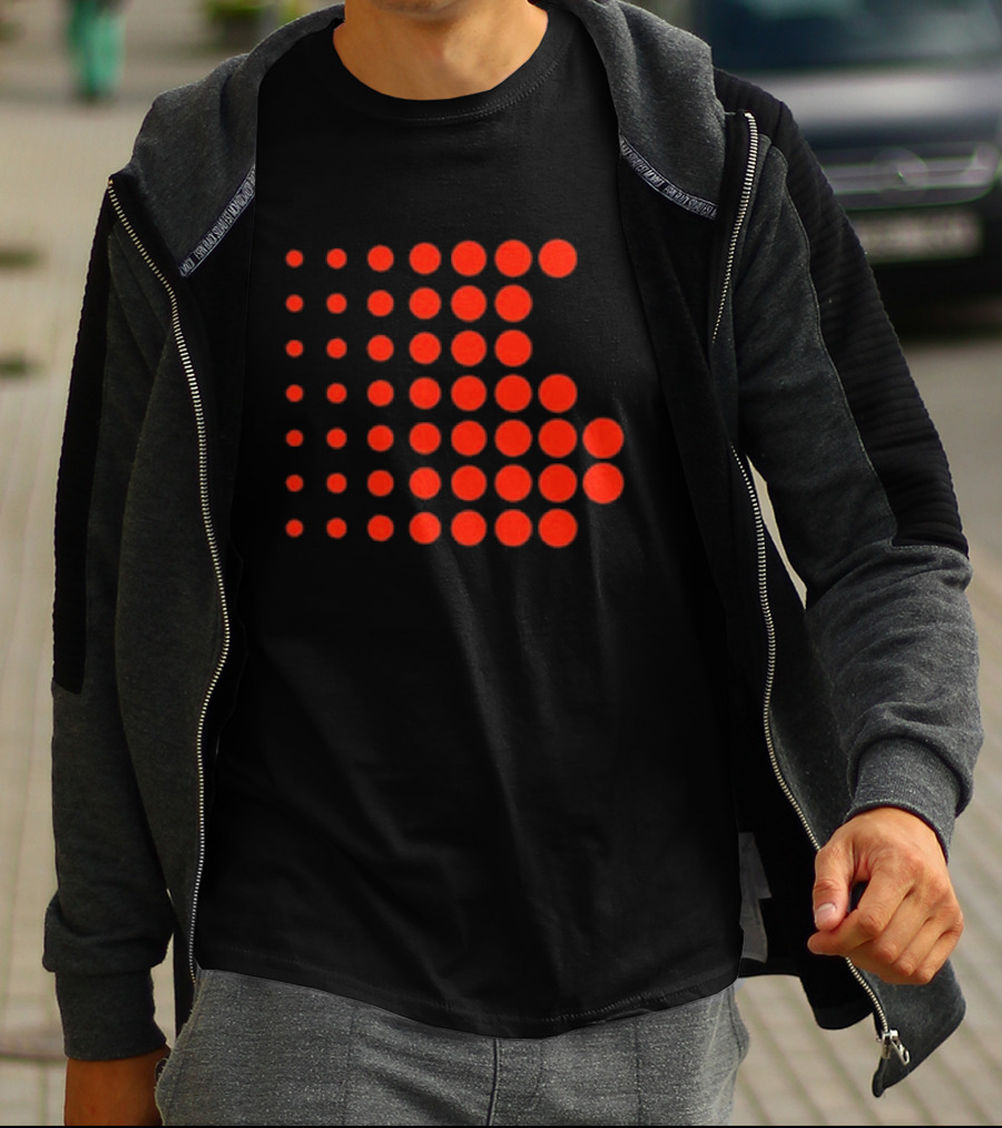Os-0001 Tetris-Inspired Red Dot Matrix T-Shirt