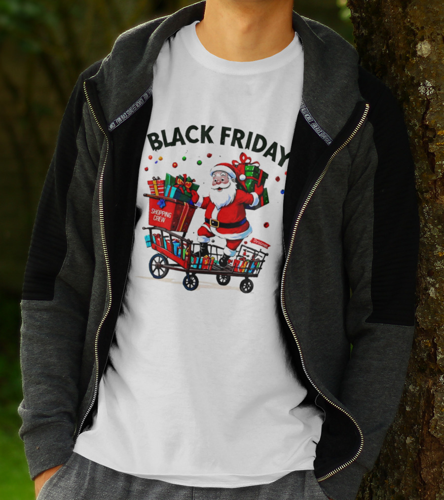Black Friday Santa Claus Shopping Crew Funny Christmas T-Shirt