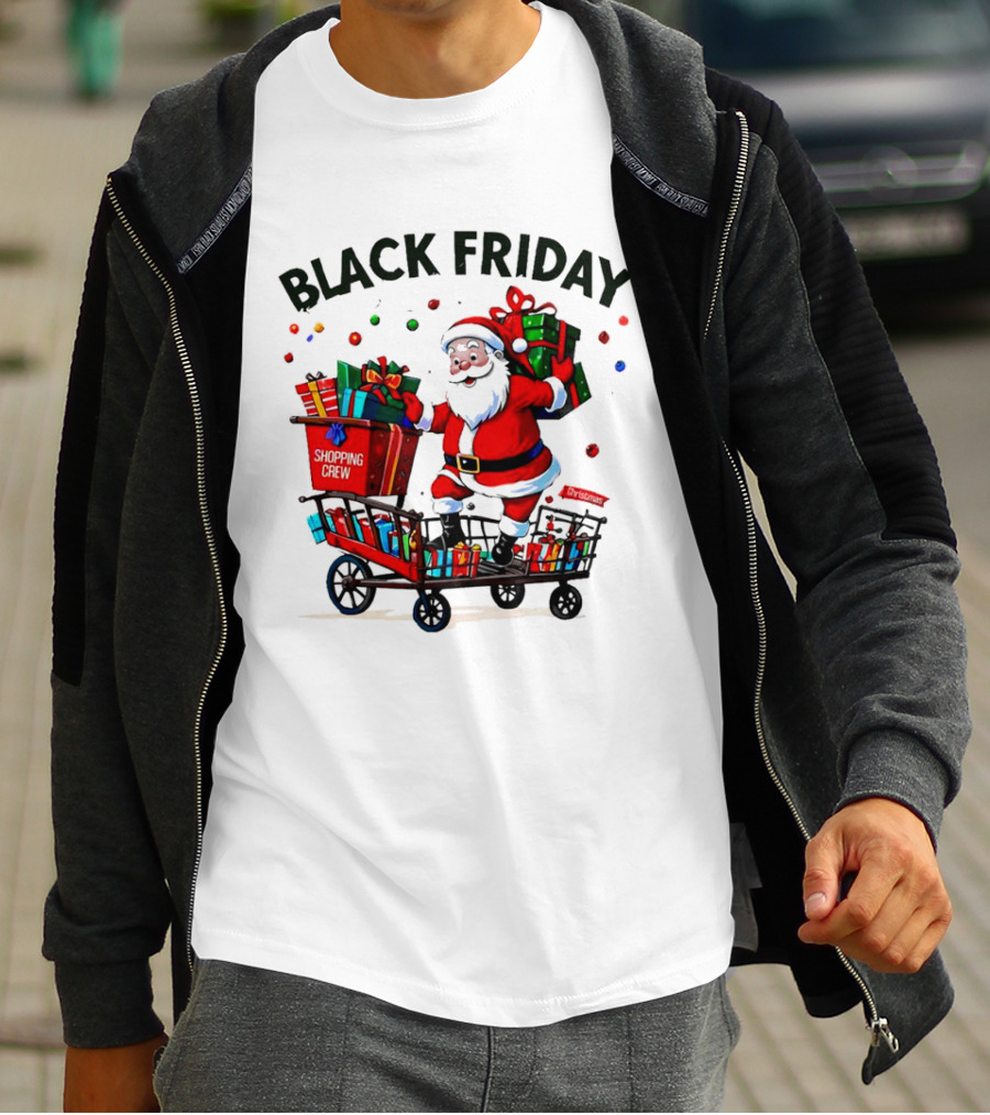 Black Friday Santa Claus Shopping Crew Funny Christmas T-Shirt