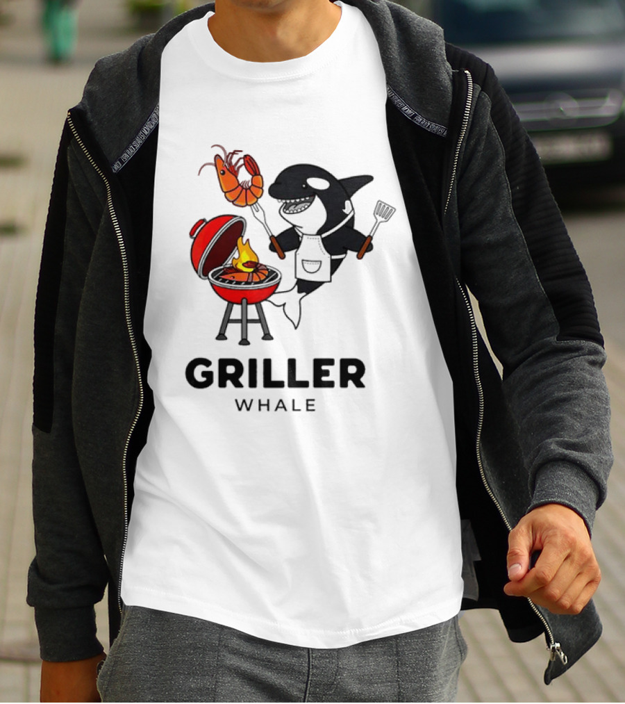 Griller Whale BBQ Cartoon Apron And Spatula With Lobster T-Shirt