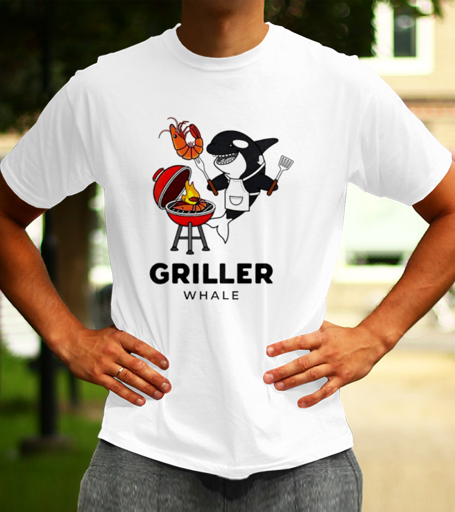 Griller Whale BBQ Cartoon Apron And Spatula With Lobster T-Shirt
