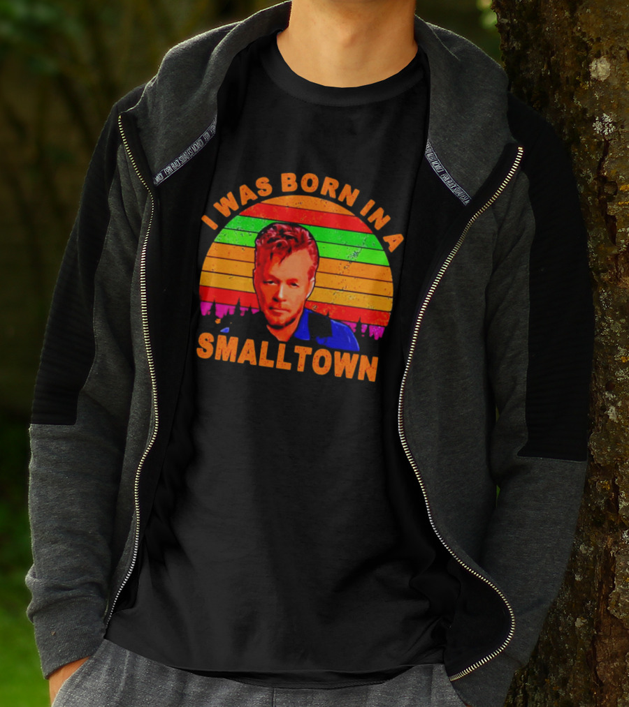 I Was Born In A Small Town Vintage John Mellencamp Retro Sunset T-Shirt