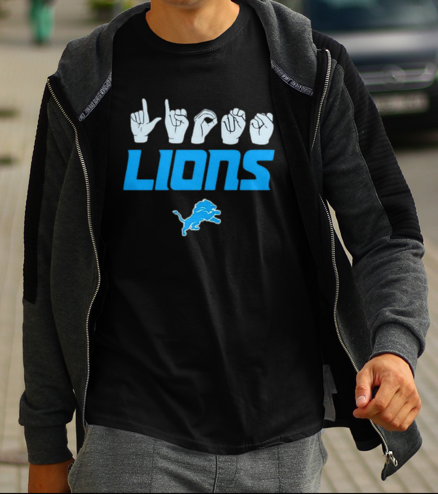 Lions Love Sign Gesture Football Emblem T-Shirt