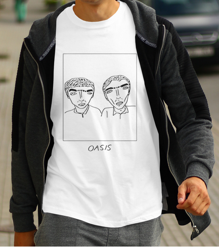 Badly Drawn Oasis Liam And Noel Gallagher Sketch With Oasis T-Shirt