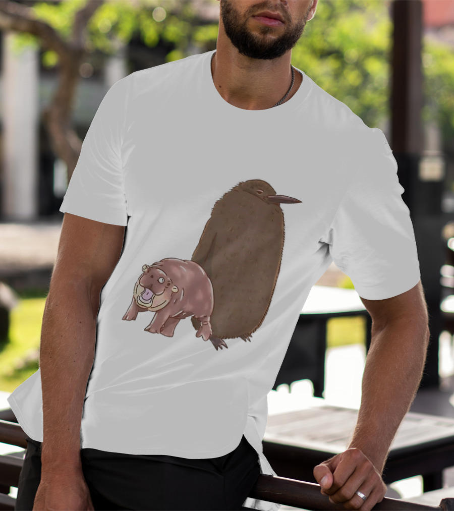 Best Friends Moo Deng Hippo And Pesto Penguin Playful Companions T-Shirt