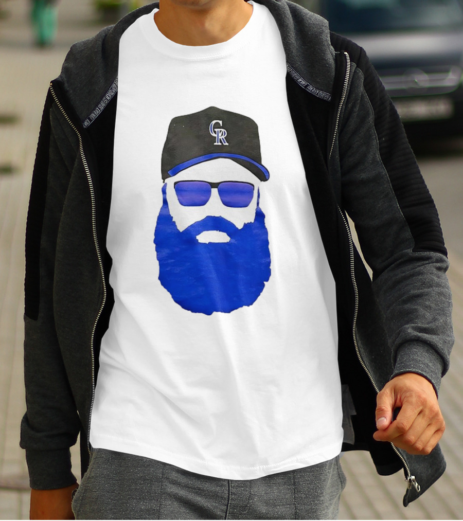 Charlie Blackmon Face Beard Sunglasses Colorado Rockies Baseball T-Shirt