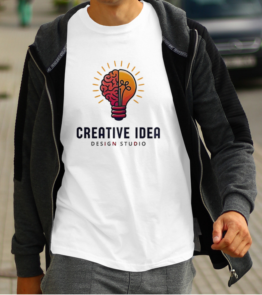 Creative Idea Brain And Lightbulb Design Studio Concept T-Shirt
