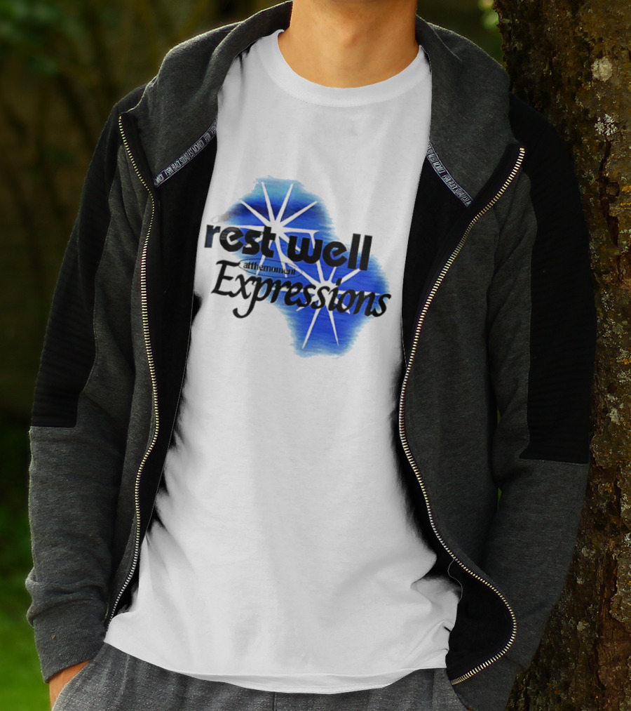 Rest Well Expressions At The Moment Retro Starburst Blue T-Shirt