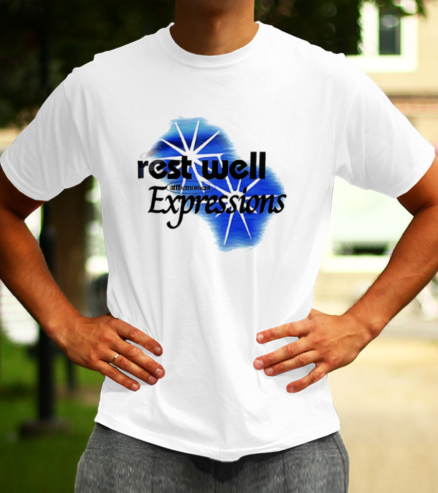 Rest Well Expressions At The Moment Retro Starburst Blue T-Shirt