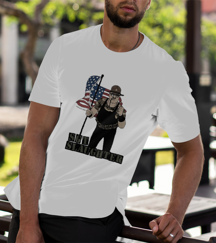 Sgt Slaughter American Flag Comic Style Patriotic T-Shirt