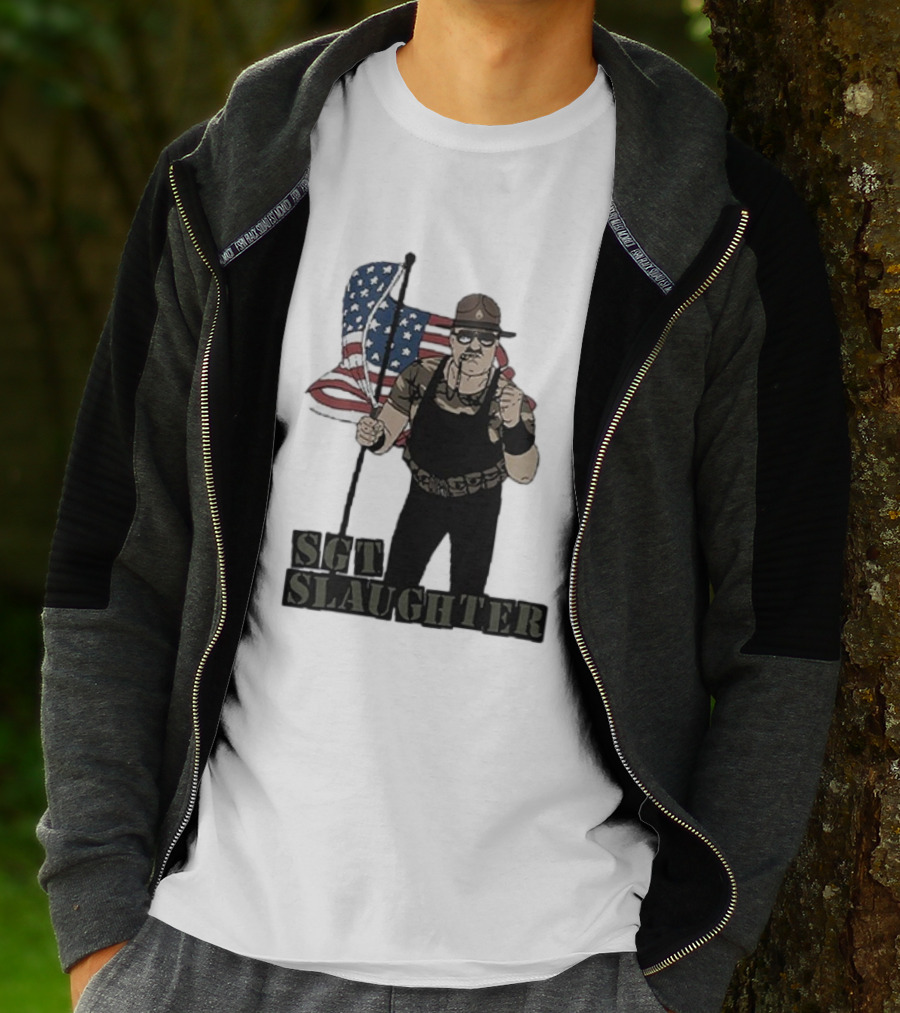 Sgt Slaughter American Flag Comic Style Patriotic T-Shirt