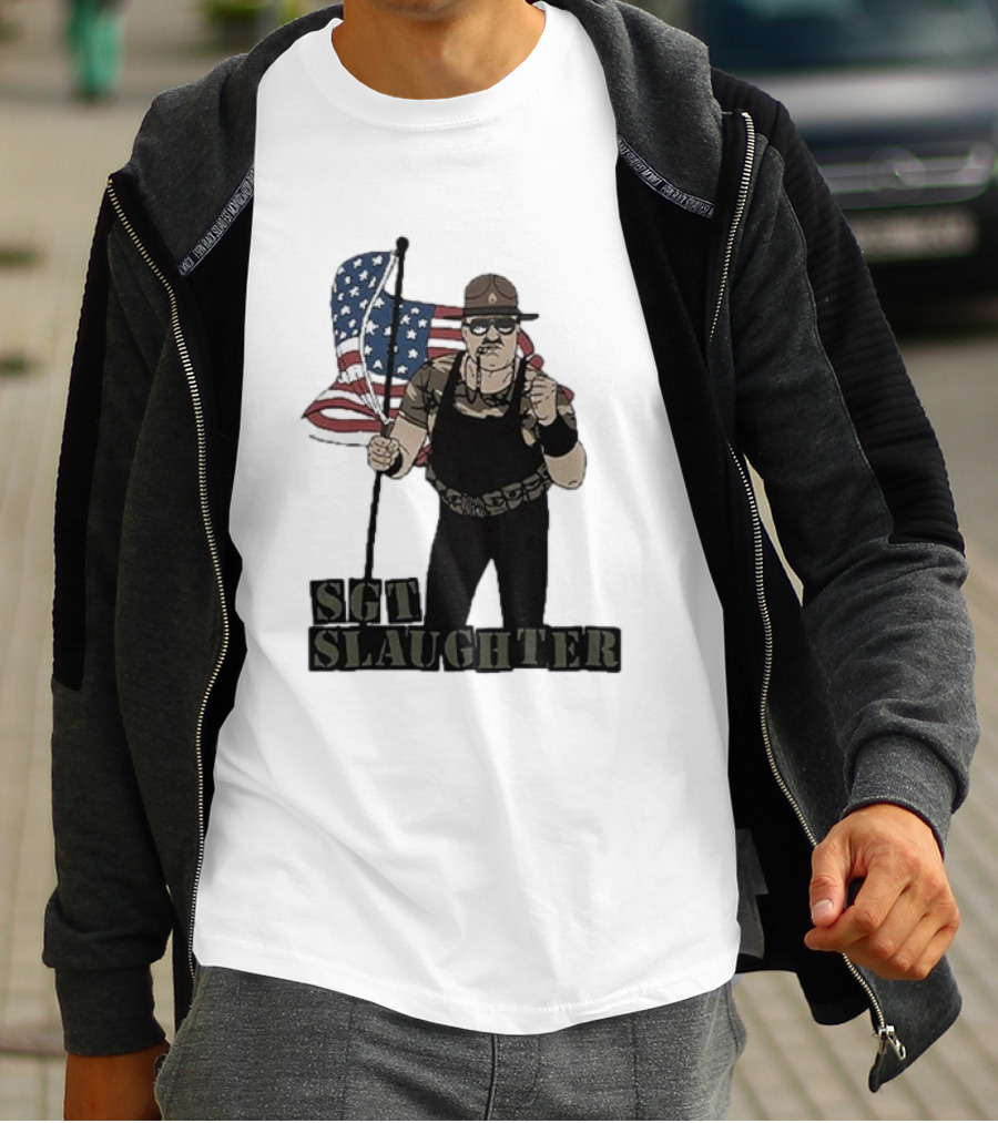 Sgt Slaughter American Flag Comic Style Patriotic T-Shirt