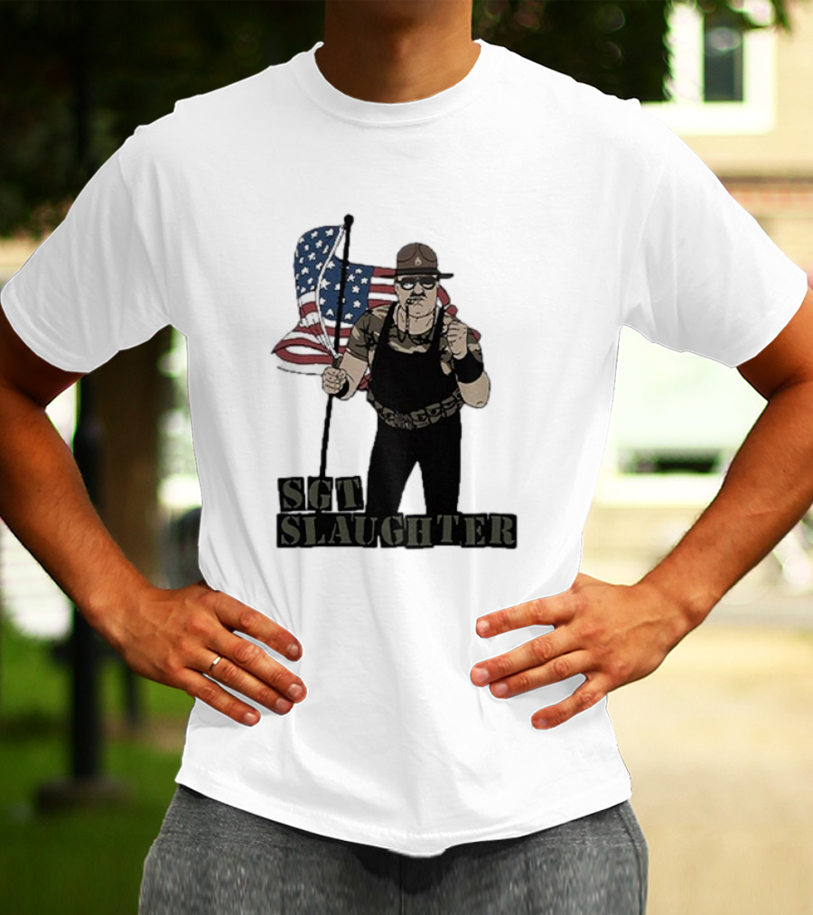 Sgt Slaughter American Flag Comic Style Patriotic T-Shirt