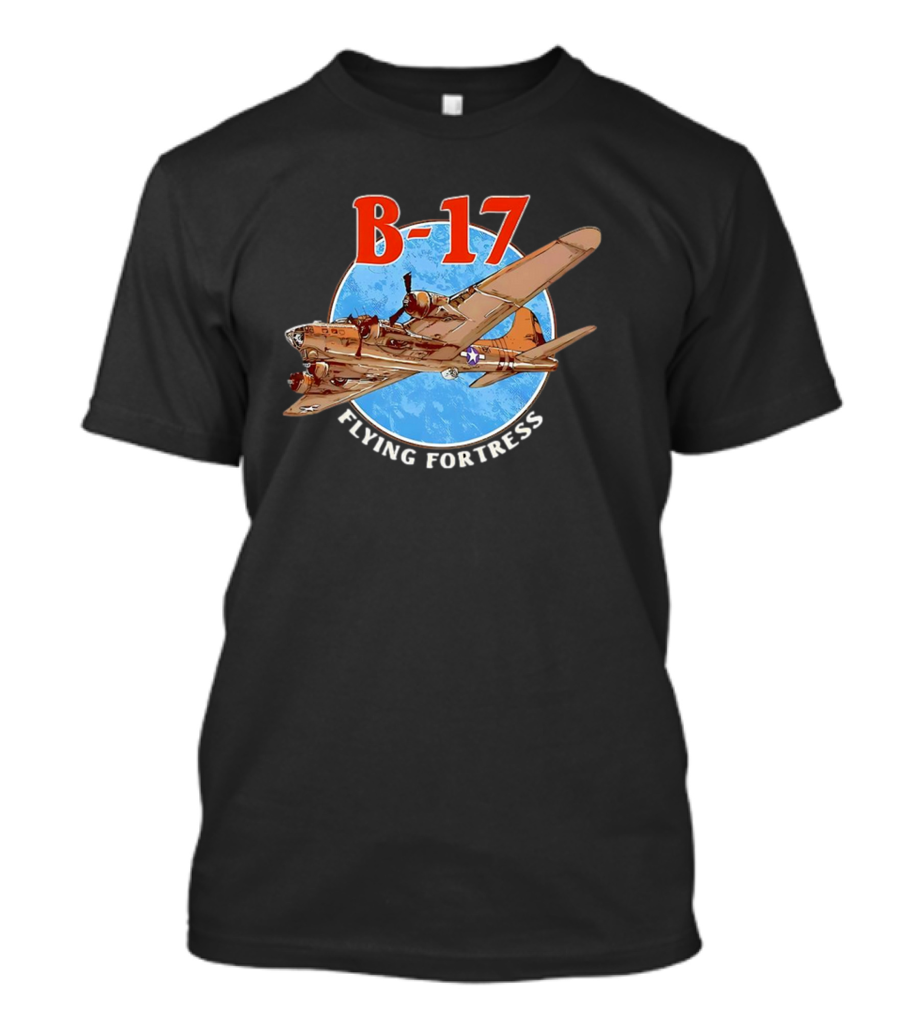 B-17 Flying Fortress Vintage Bomber Aircraft With Blue Globe Background T-Shirt