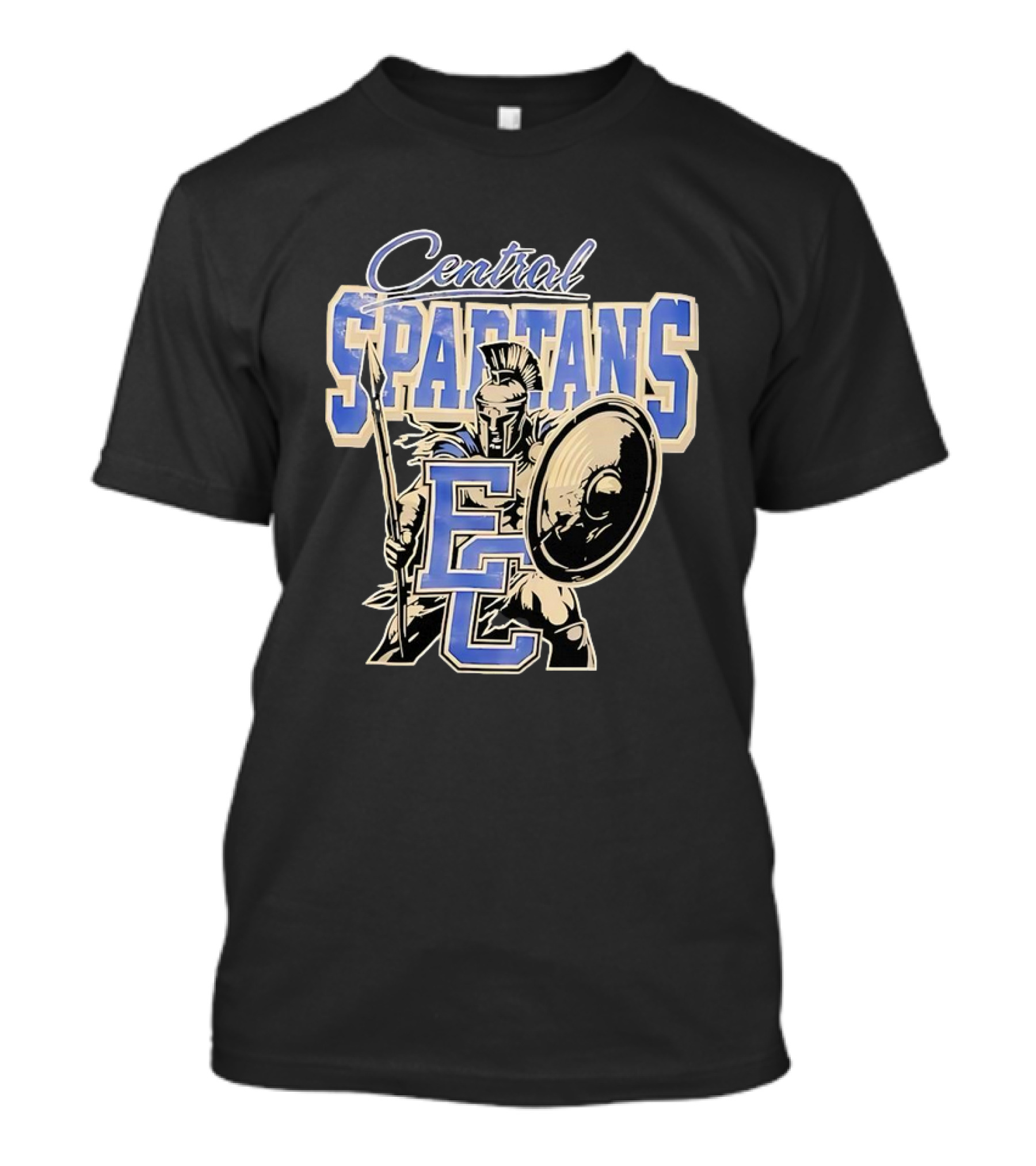 Central Spartans EC Football Spartan Warrior Shield Spear T-Shirt