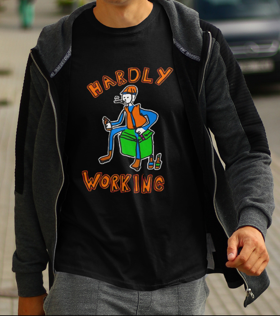 HARDLY WORKING Meme Sitting On Cooler With Beer Bottles T-Shirt