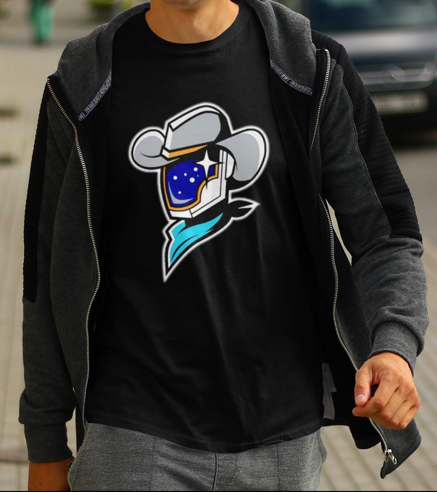 Sugar Land Space Cowboys Bimm Ridder Home Cap Emblem With Starry Helmet And Cowboy Hat T-Shirt