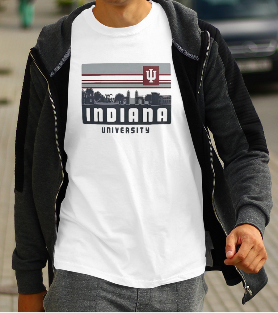Indiana Hoosiers University Campus Skyline IU Logo Retro T-Shirt