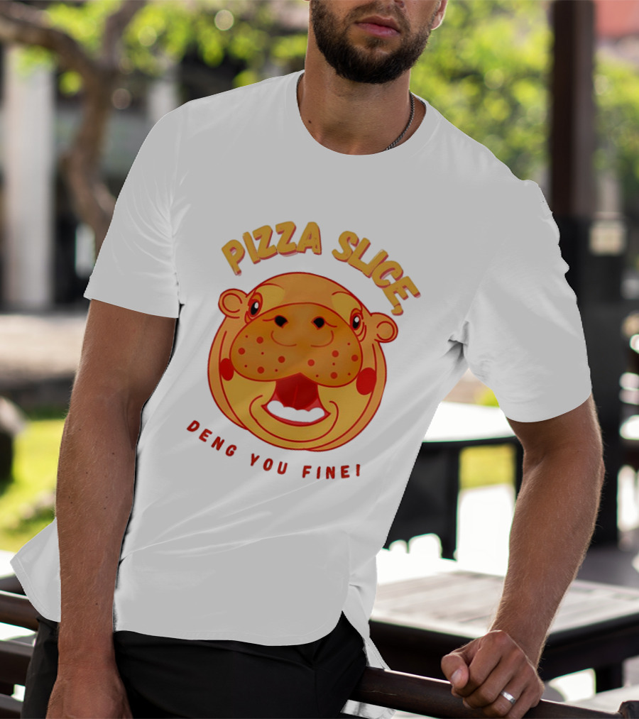Pizza Slice Deng You Fine Cartoon Character T-Shirt