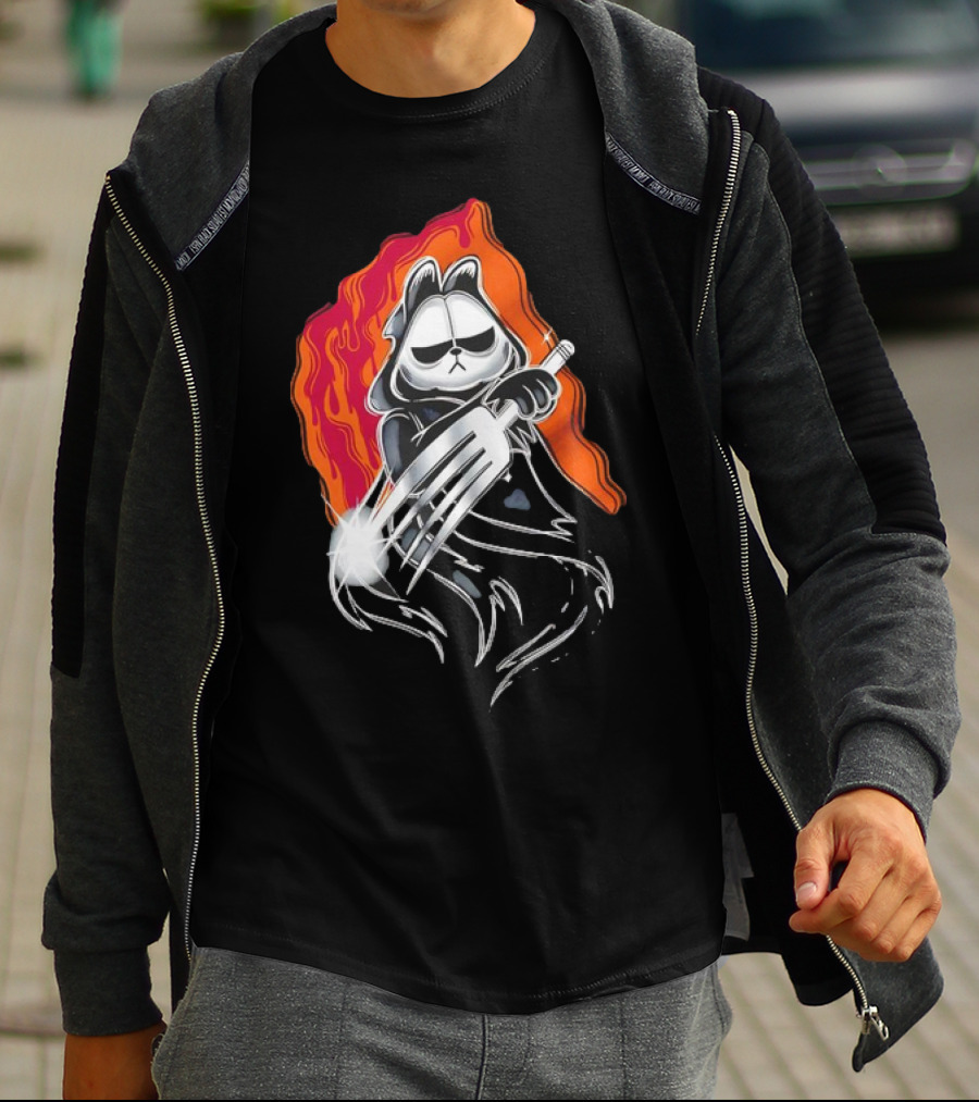 Ghostface Garfield The Lasagna Slasher Fiery Fork Phantom T-Shirt