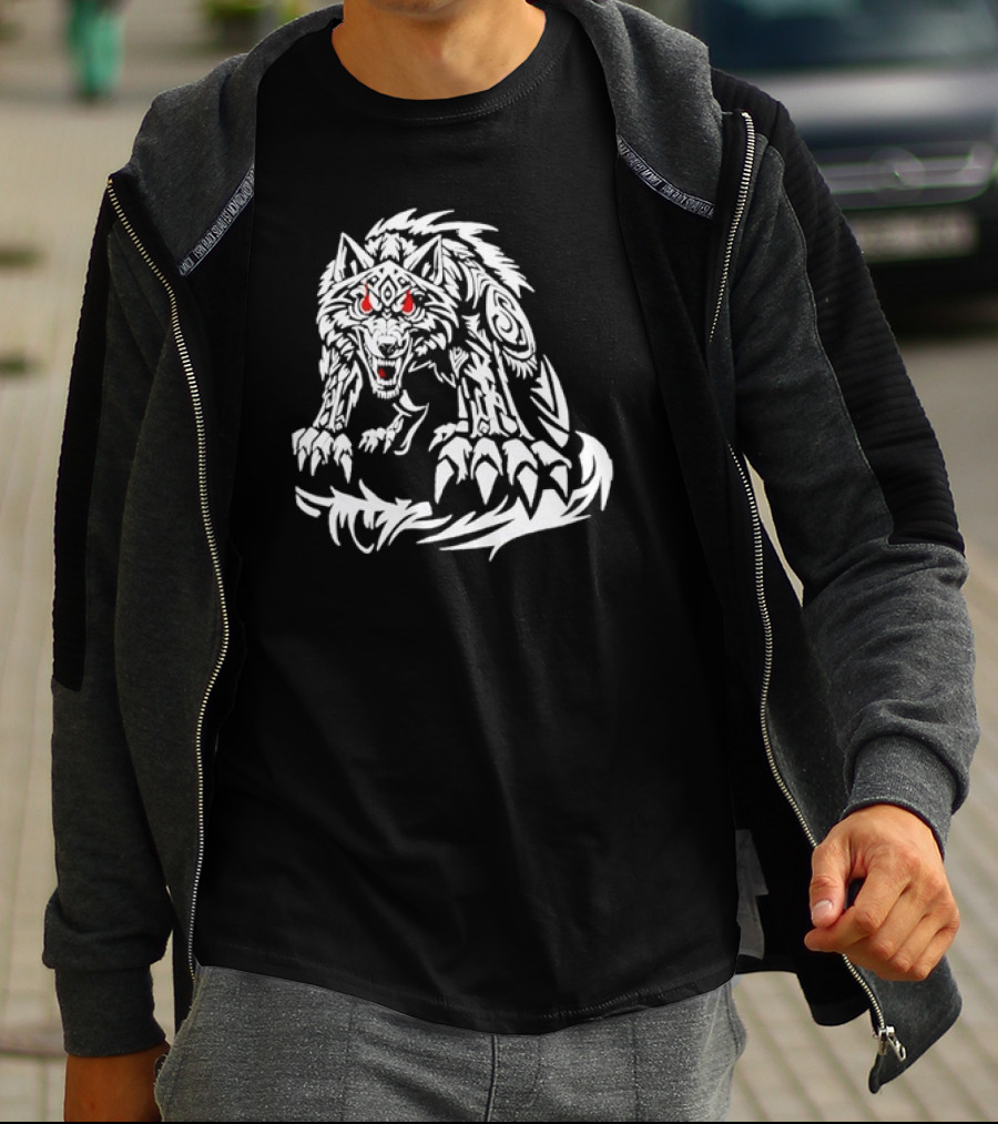 Jacob Fatu Wolf Classic Tribal Red Eyes T-Shirt