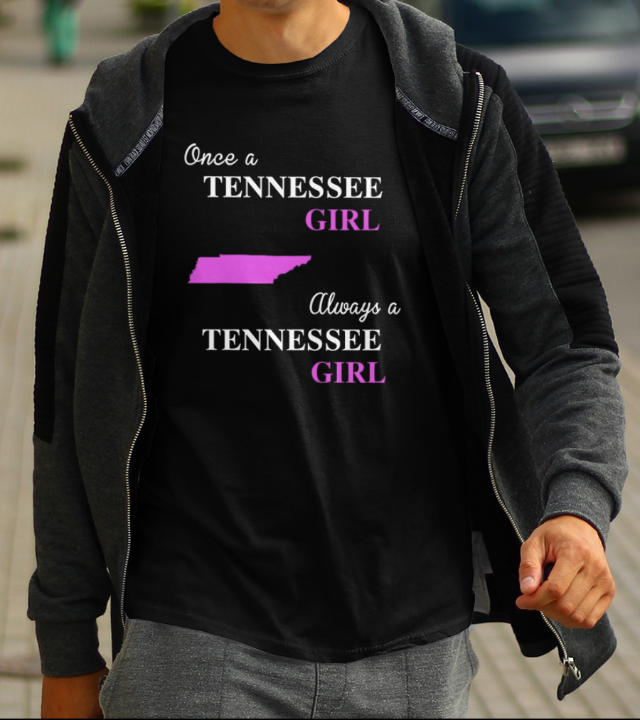 Once A Tennessee Girl Always A Tennessee Girl Pink State Map T-Shirt