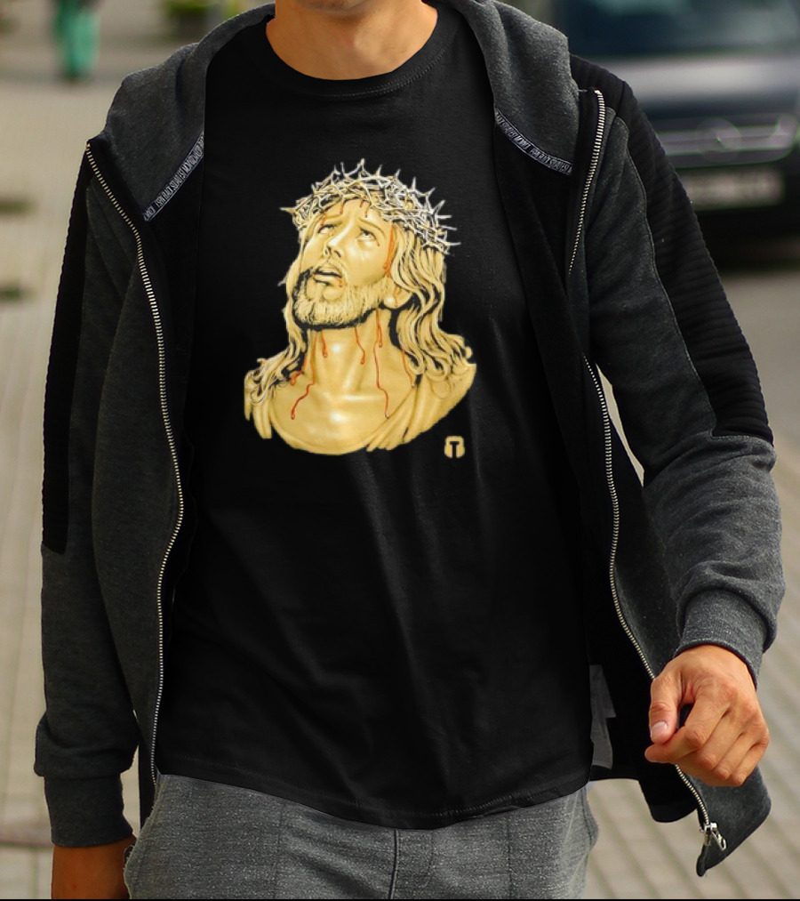 Our Lord Jesus Christ With Crown Of Thorns And Drops Of Blood T-Shirt