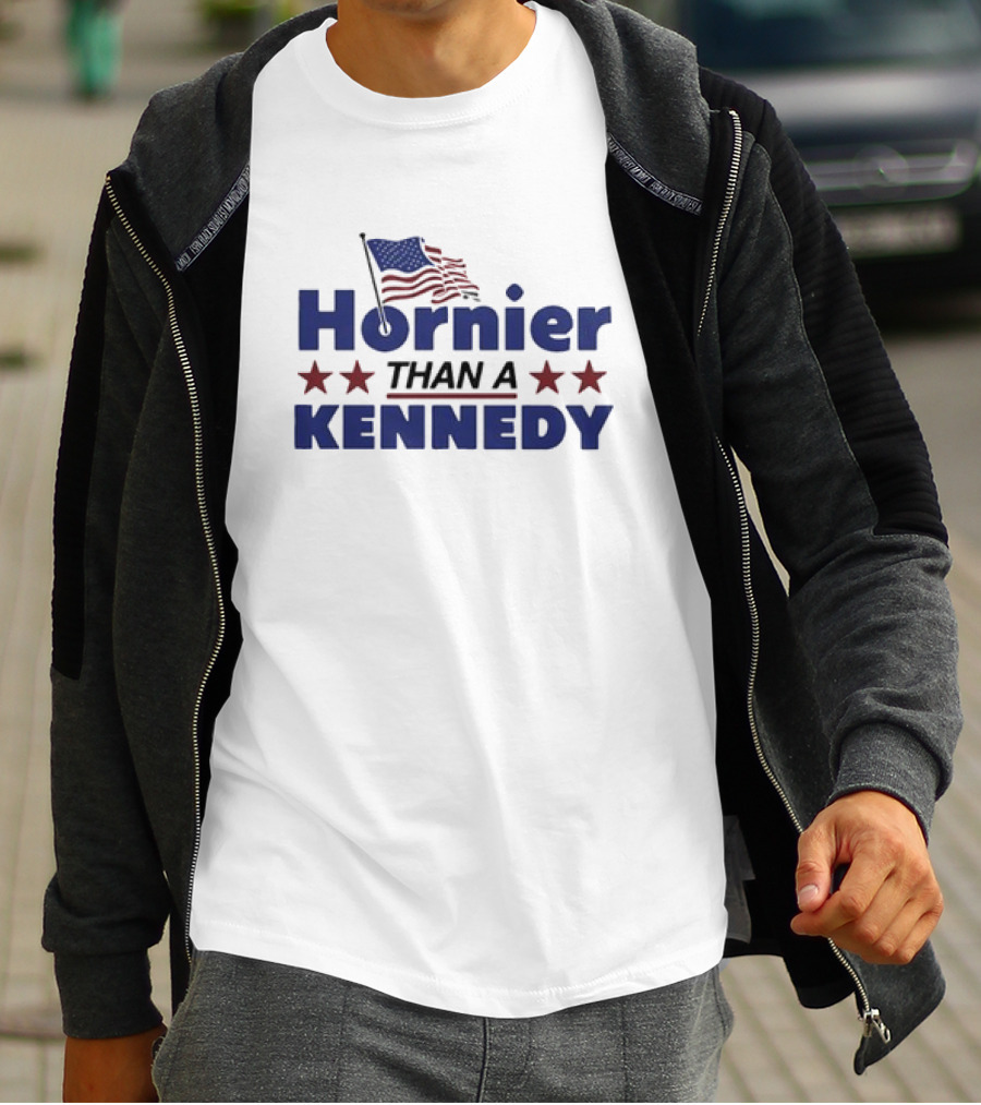 Hornier Than A Kennedy American Flag Stars T-Shirt