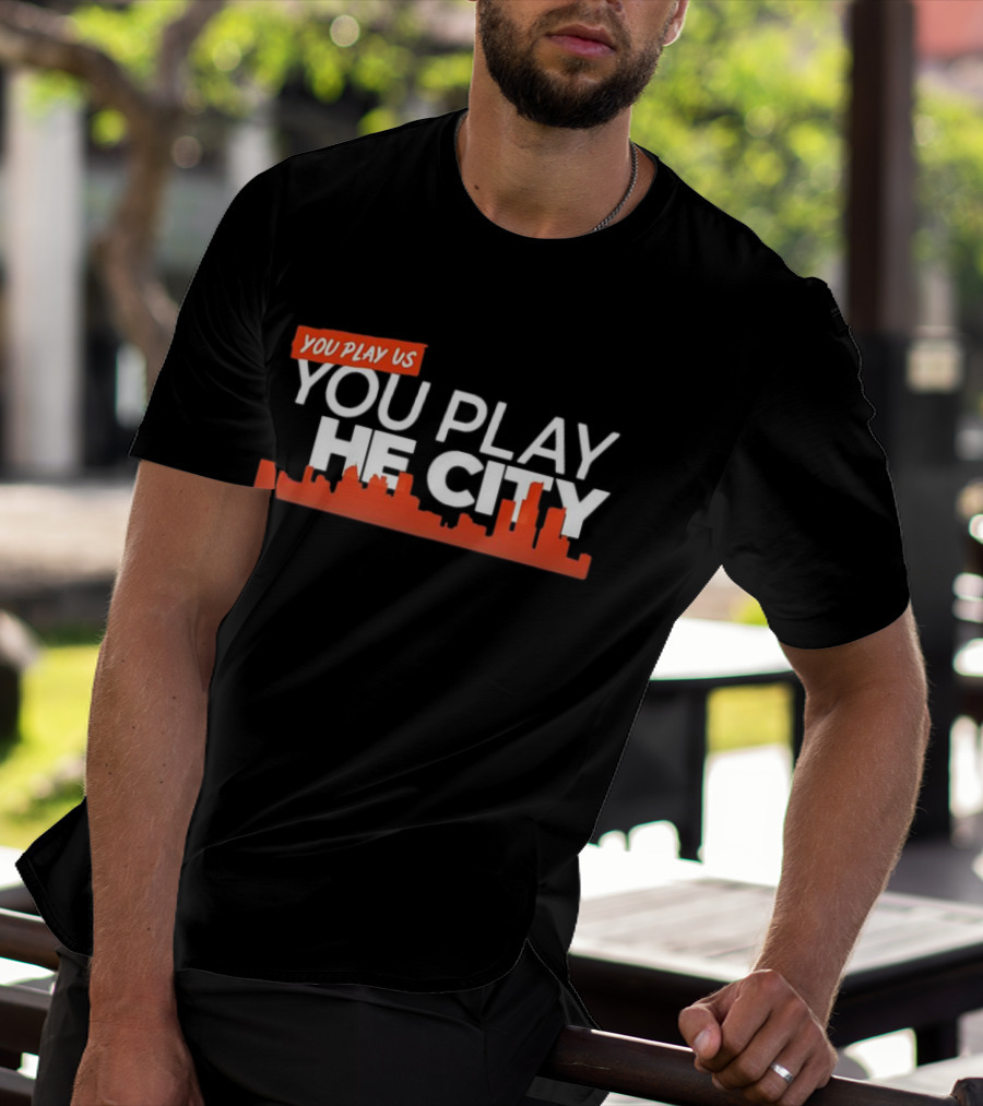 Detroit Tigers You Play Us You Play The City Skyline Orange Text T-Shirt