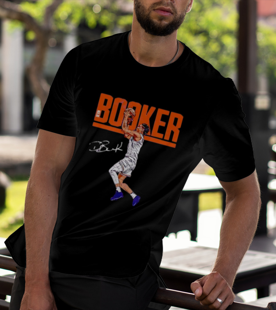 Booker Basketball Action With Signature T-Shirt