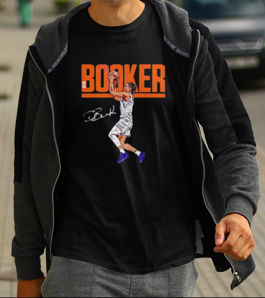 Booker Basketball Action With Signature T-Shirt