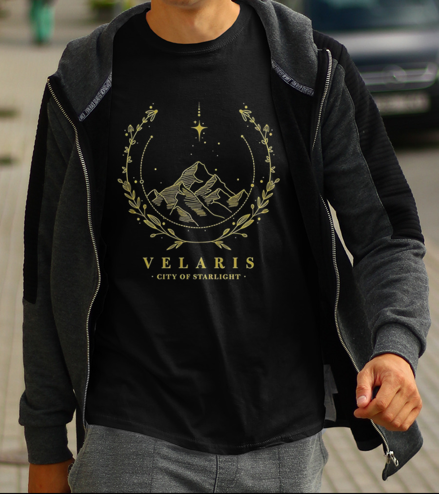 Velaris City Of Starlight Night Sky Mountain Emblem T-Shirt