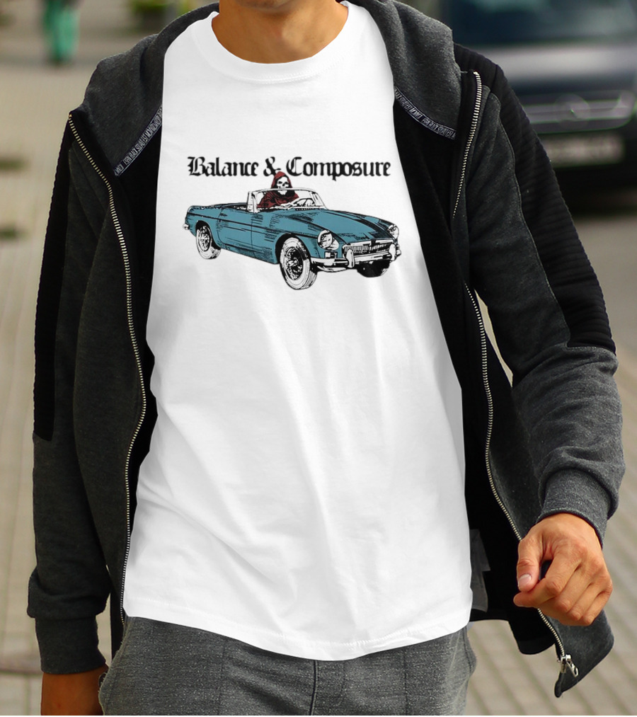 Balance And Composure Grim Reaper Convertible Driver Grey Pullover T-Shirt
