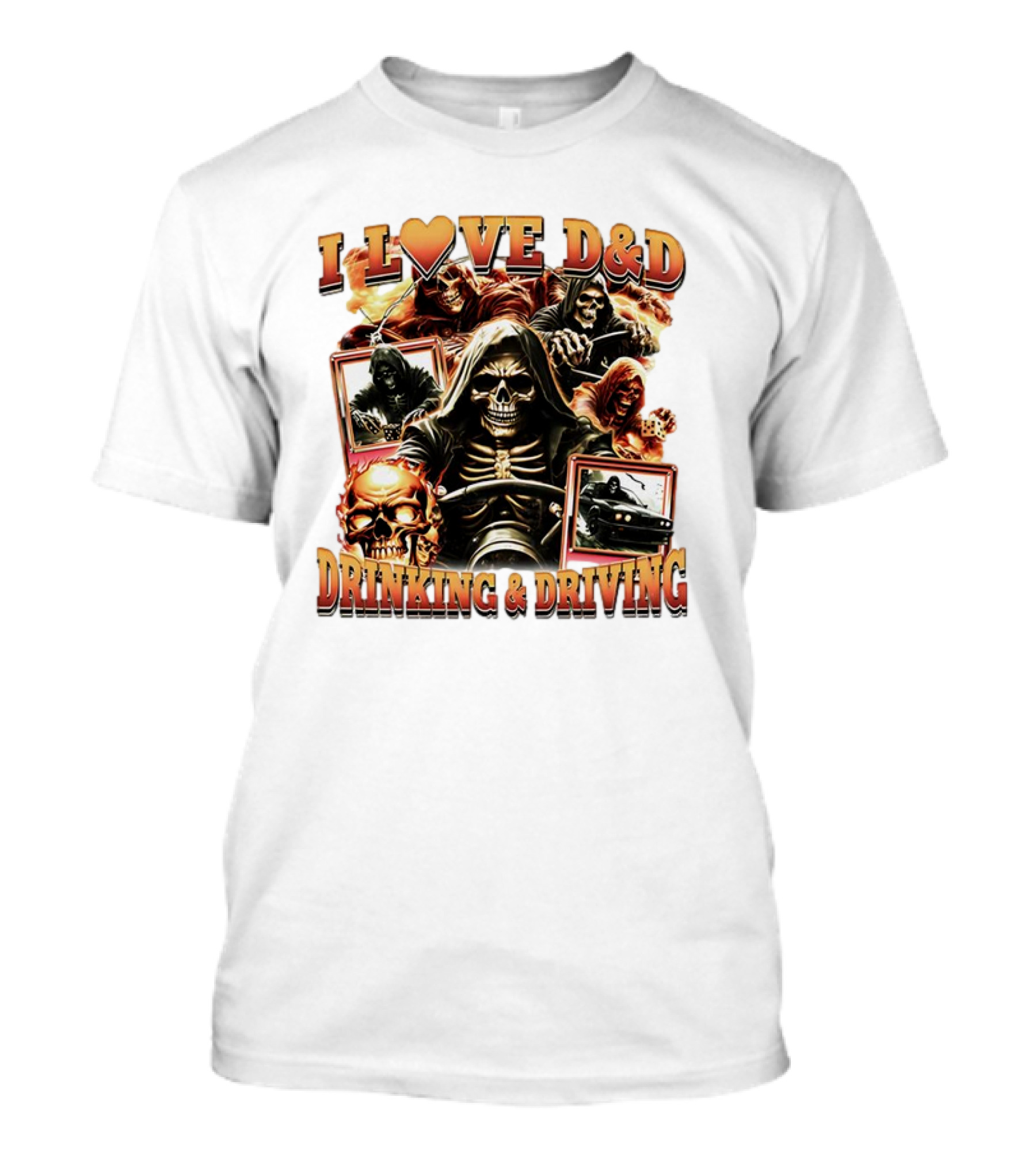 I Love D&D Drinking And Driving Skull Grim Reaper T-Shirt