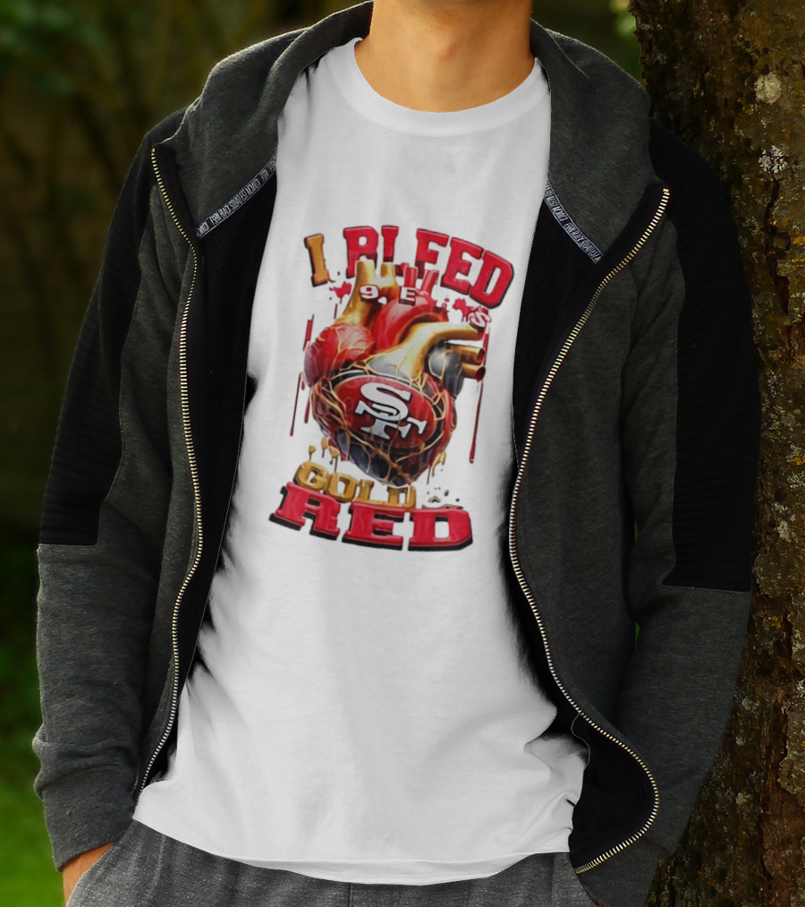 I Bleed Gold Red 49ers Heart San Francisco T-Shirt