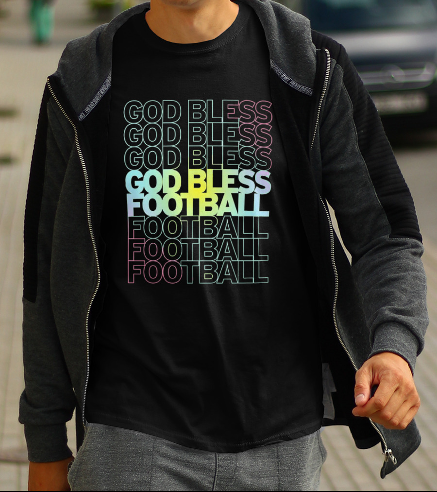 God Bless Football Echo Spectrum Repeated Text T-Shirt