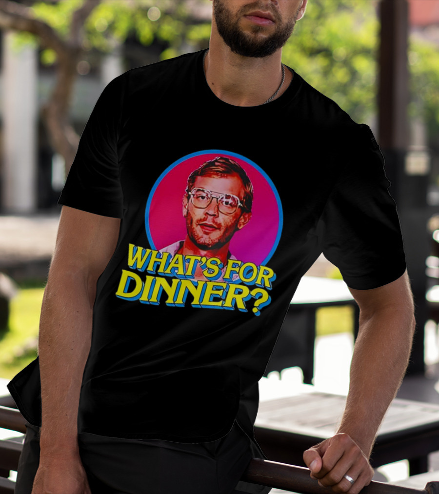 Jeffrey Dahmer What's For Dinner Retro Style Vintage Glasses Circle T-Shirt
