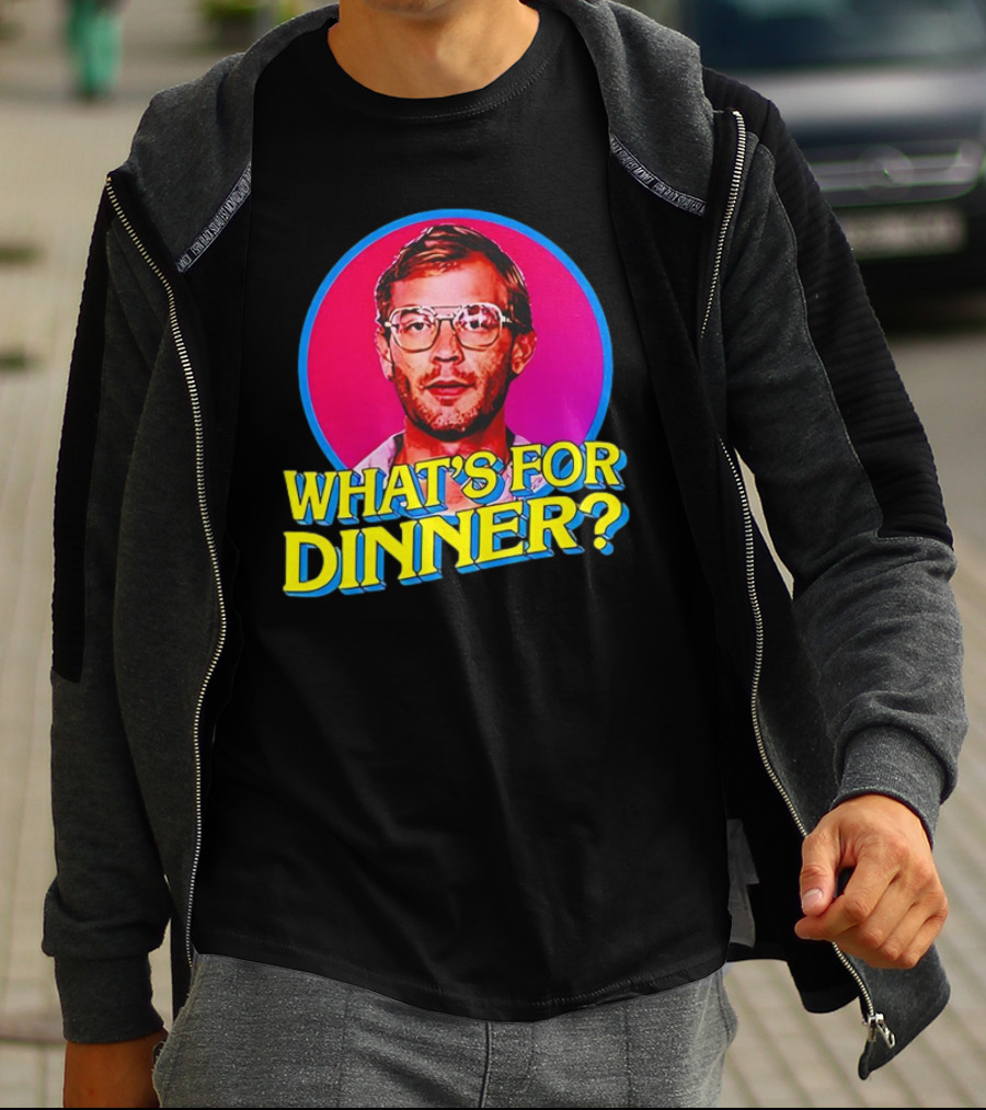 Jeffrey Dahmer What's For Dinner Retro Style Vintage Glasses Circle T-Shirt