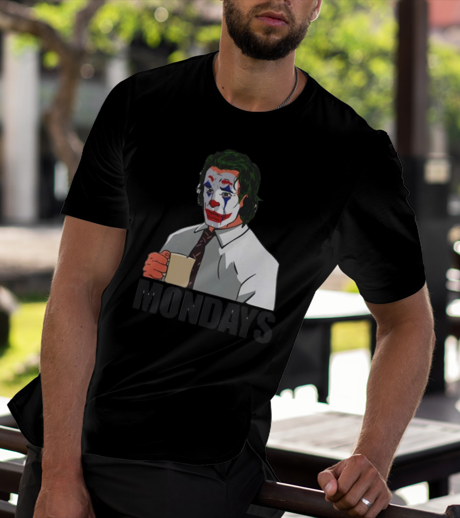 Joker Clown Drinking Coffee Mondays Mood T-Shirt