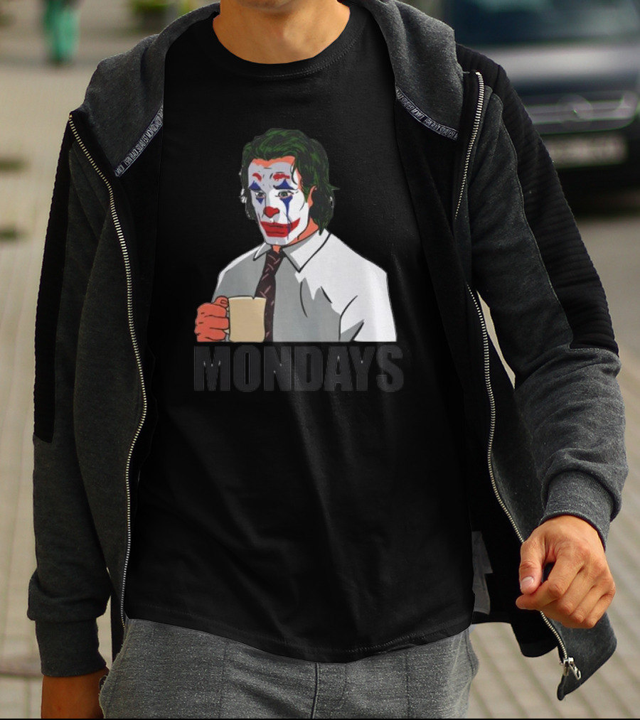 Joker Clown Drinking Coffee Mondays Mood T-Shirt