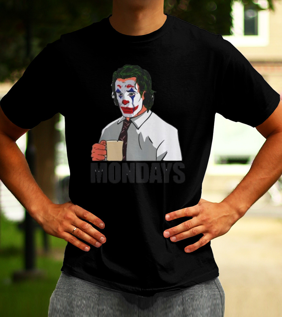 Joker Clown Drinking Coffee Mondays Mood T-Shirt