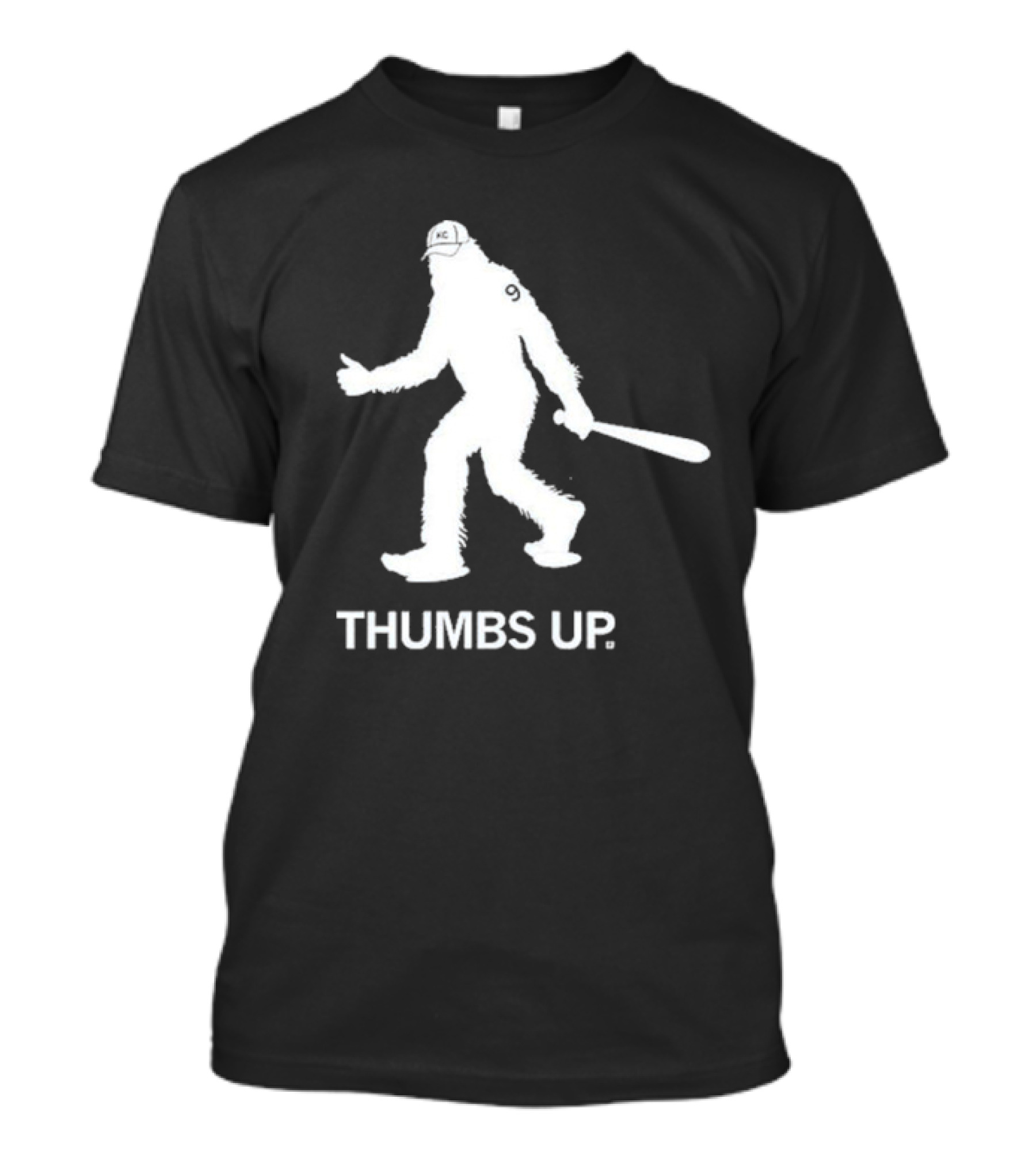 Thumbs Up Sasquatch KC Royals Baseball Bat номер 9 T-Shirt