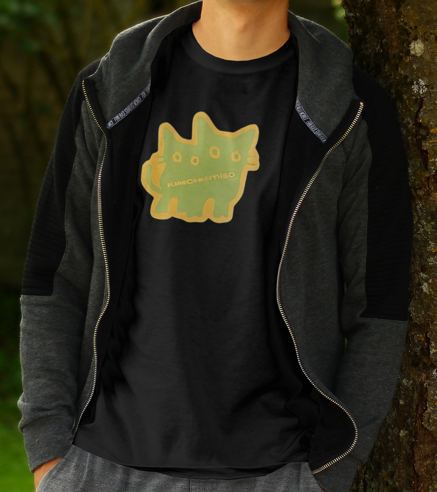 Kimchi And Miso Collection Twins Chenille Neon Cat Patch T-Shirt