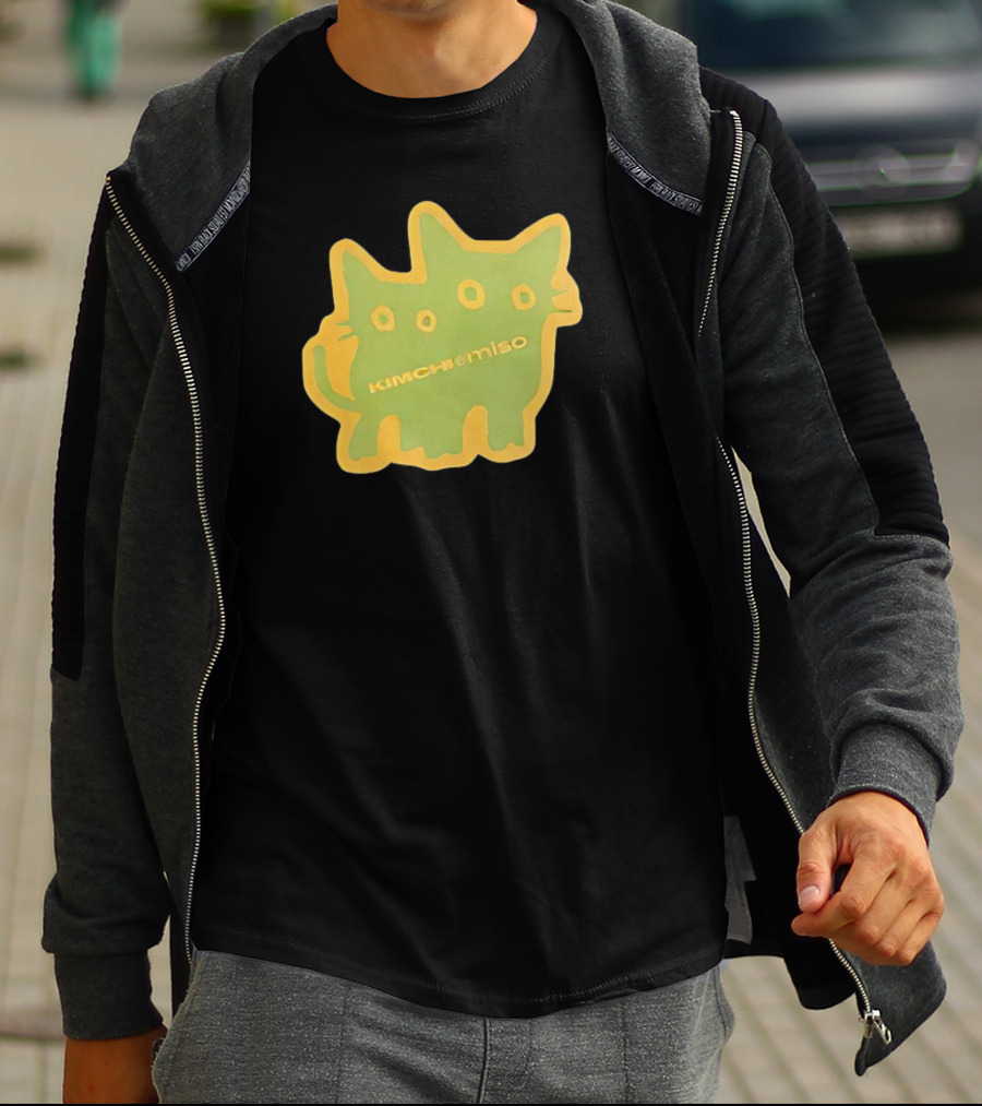 Kimchi And Miso Collection Twins Chenille Neon Cat Patch T-Shirt