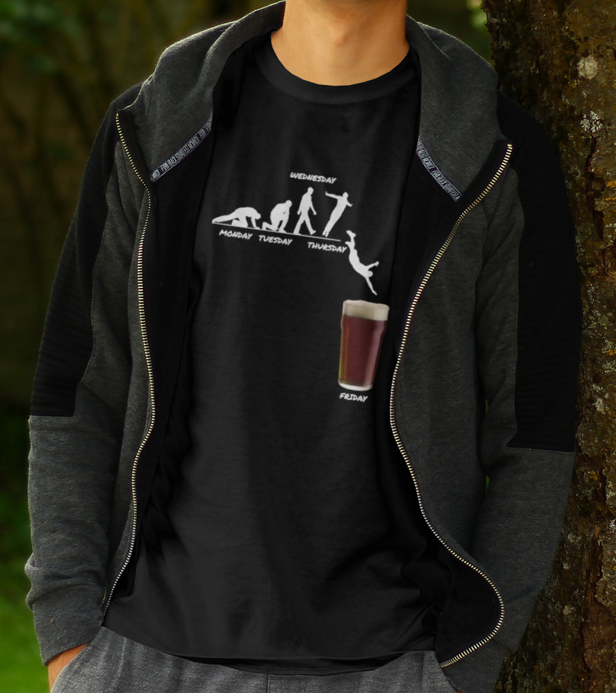 Monday Tuesday Wednesday Thursday Friday Evolution Meme T-Shirt