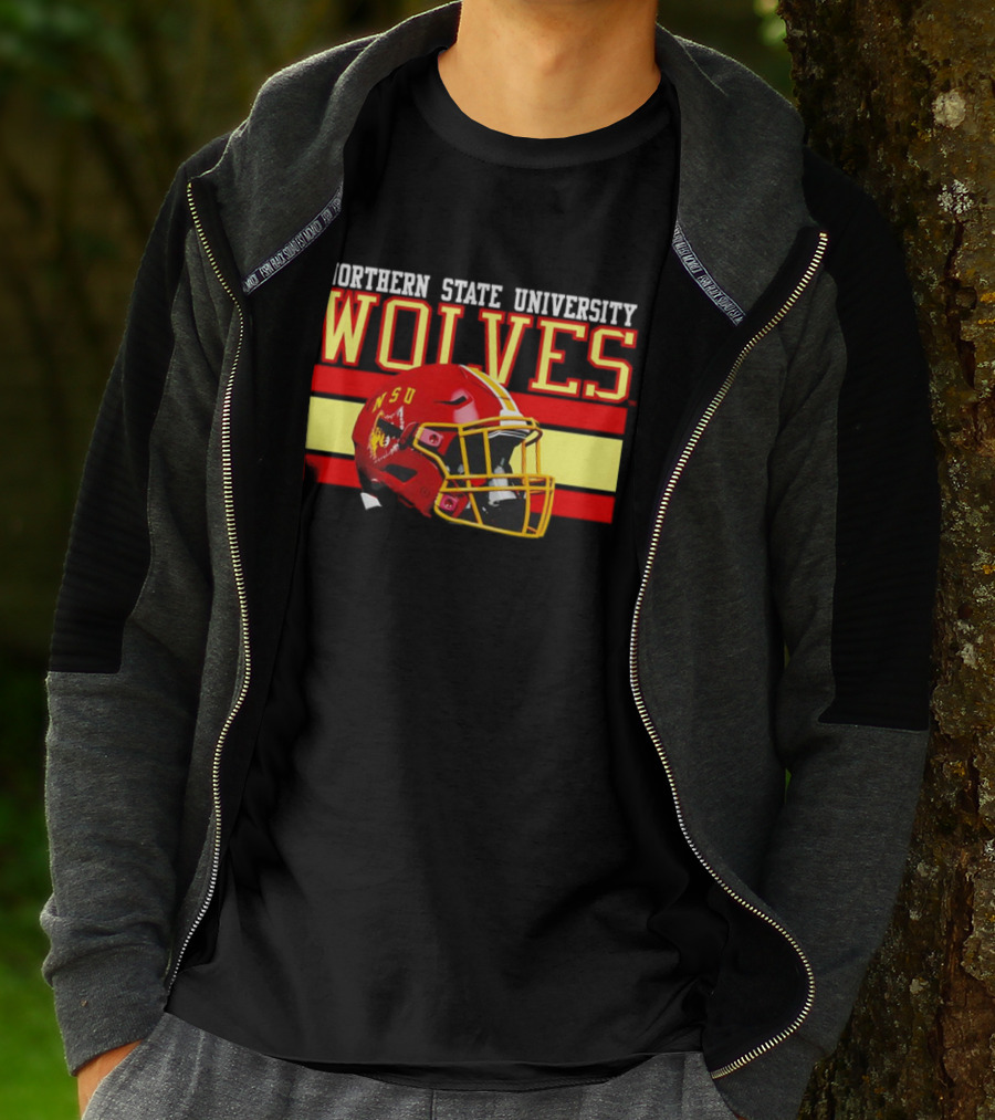 Northern State University Wolves NSU Football Helmet T-Shirt