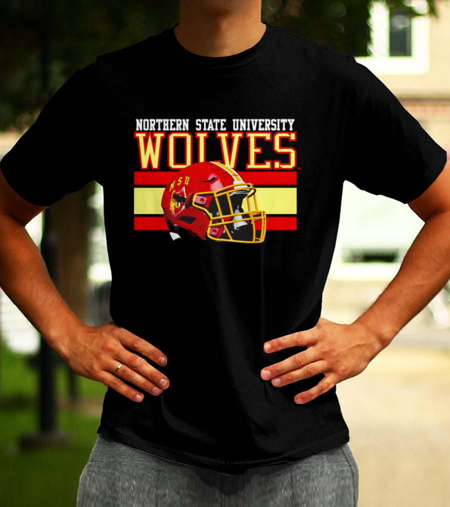 Northern State University Wolves NSU Football Helmet T-Shirt