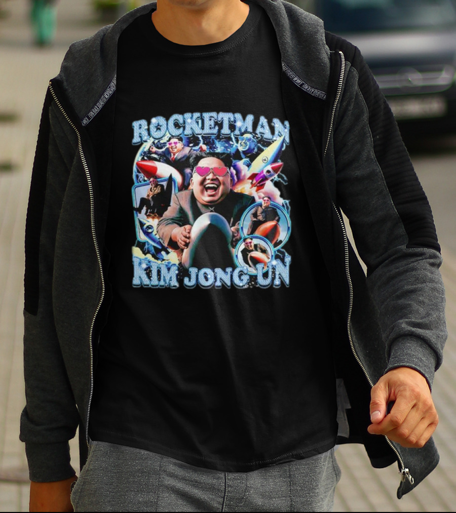 Rocketman Kim Jong Un Heart Sunglasses Missile Adventure T-Shirt